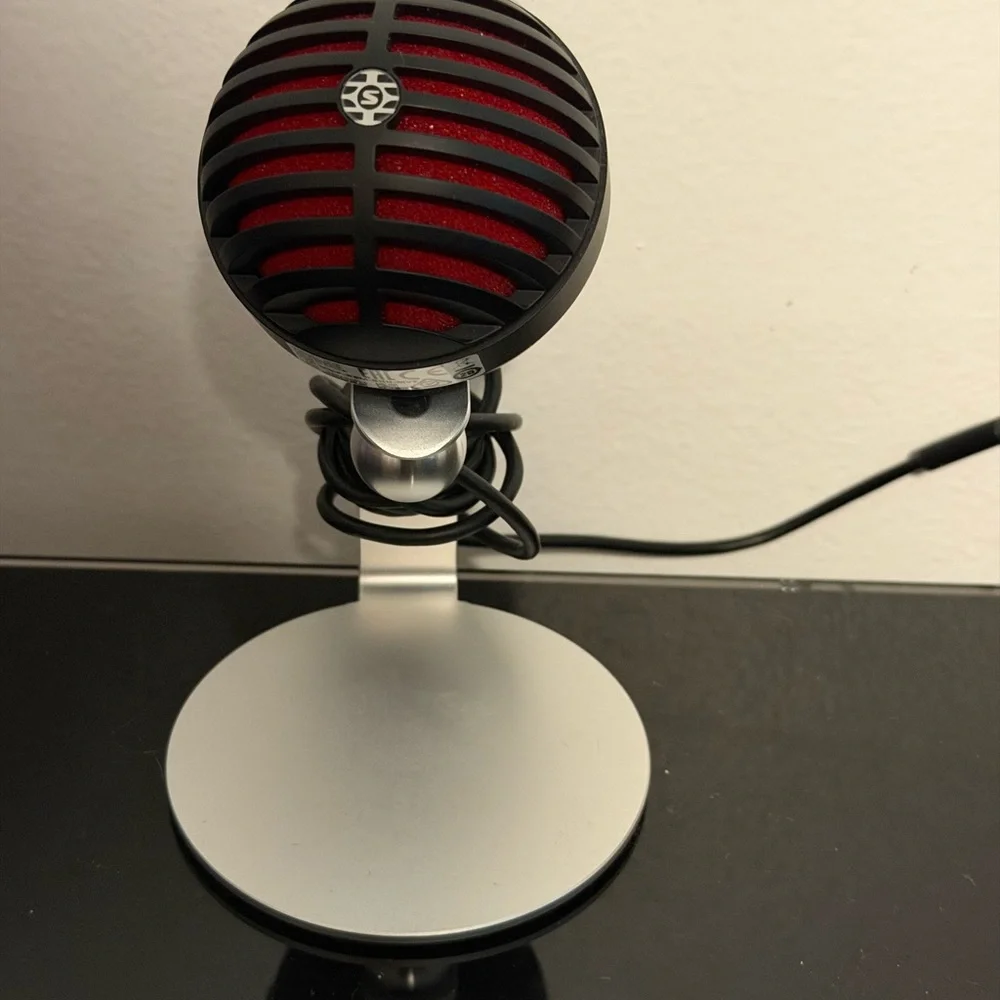Shure Black and Silver Desktop Microphone Stand with Cable